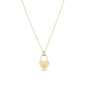 14k Diamond Heart Padlock Necklace