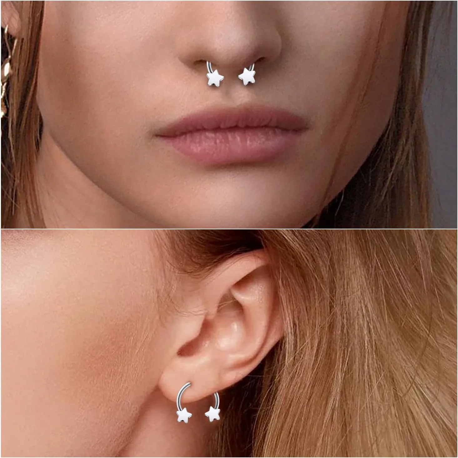 16G F136 Titanium Internal Thread Horseshoe Septum Nose Ring Piercing Jewelry Circular Barbell Helix Snug Tragus Rook Daith Cartilage Earring Lip Ring Piercing Jewelry for Women Men 8MM 10MM