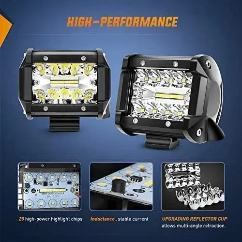 4 Inch 60W 6000LM Triple Row Spot Flood Led Pods (20 Packs)
