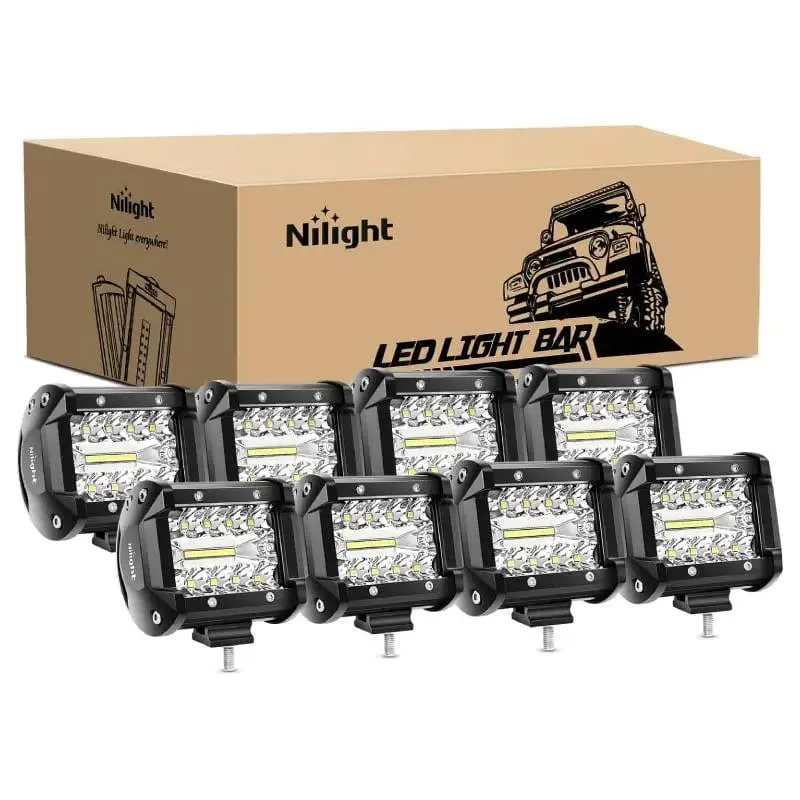 4 Inch 60W 6000LM Triple Row Spot Flood LED Pods (8PCS)