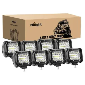 4 Inch 60W 6000LM Triple Row Spot Flood LED Pods (8PCS)