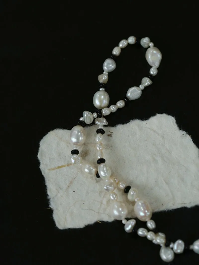 Baroque Pearl and Black Onyx Beaded Necklace