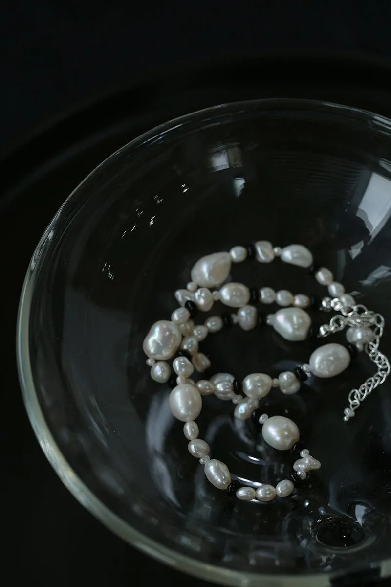 Baroque Pearl and Black Onyx Beaded Necklace