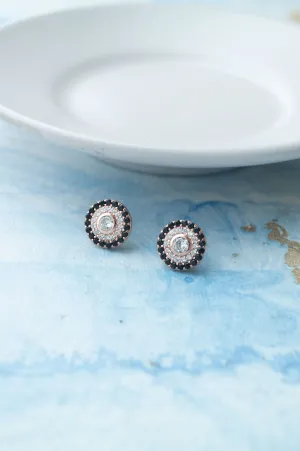 Black Halo Evil Eye Rose Gold Plated Sterling Silver Stud Earrings