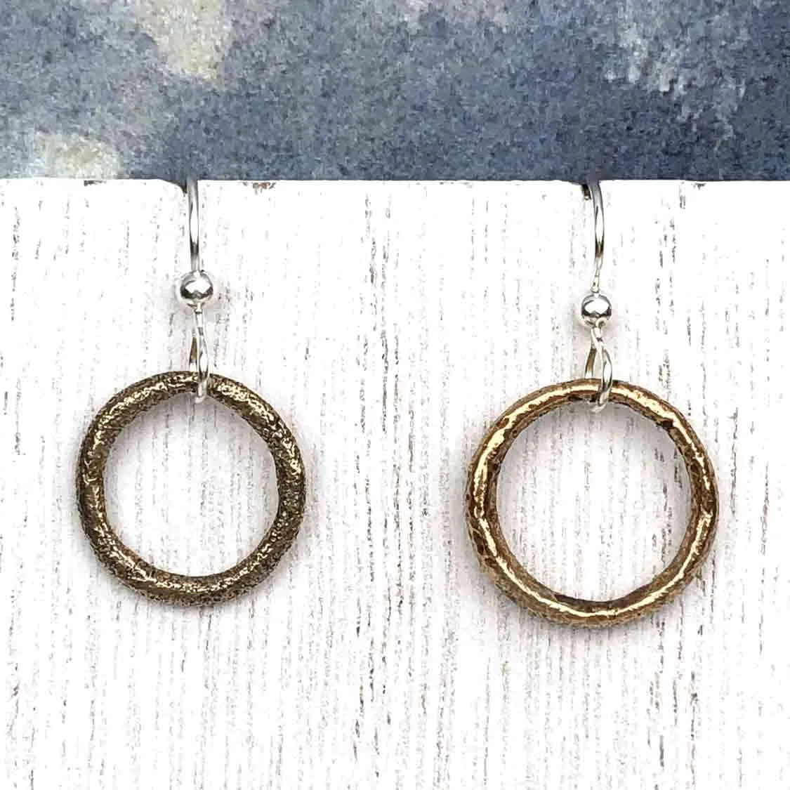 Burnished Warm Bronze Celtic Ring Money Earrings | Artifact #6571