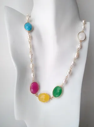 Clara 3 Jeweled Chain Necklace