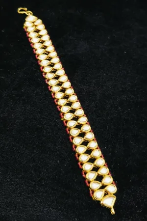 Designer Gold Plated Royal Kundan Openable Bracelet (D202)