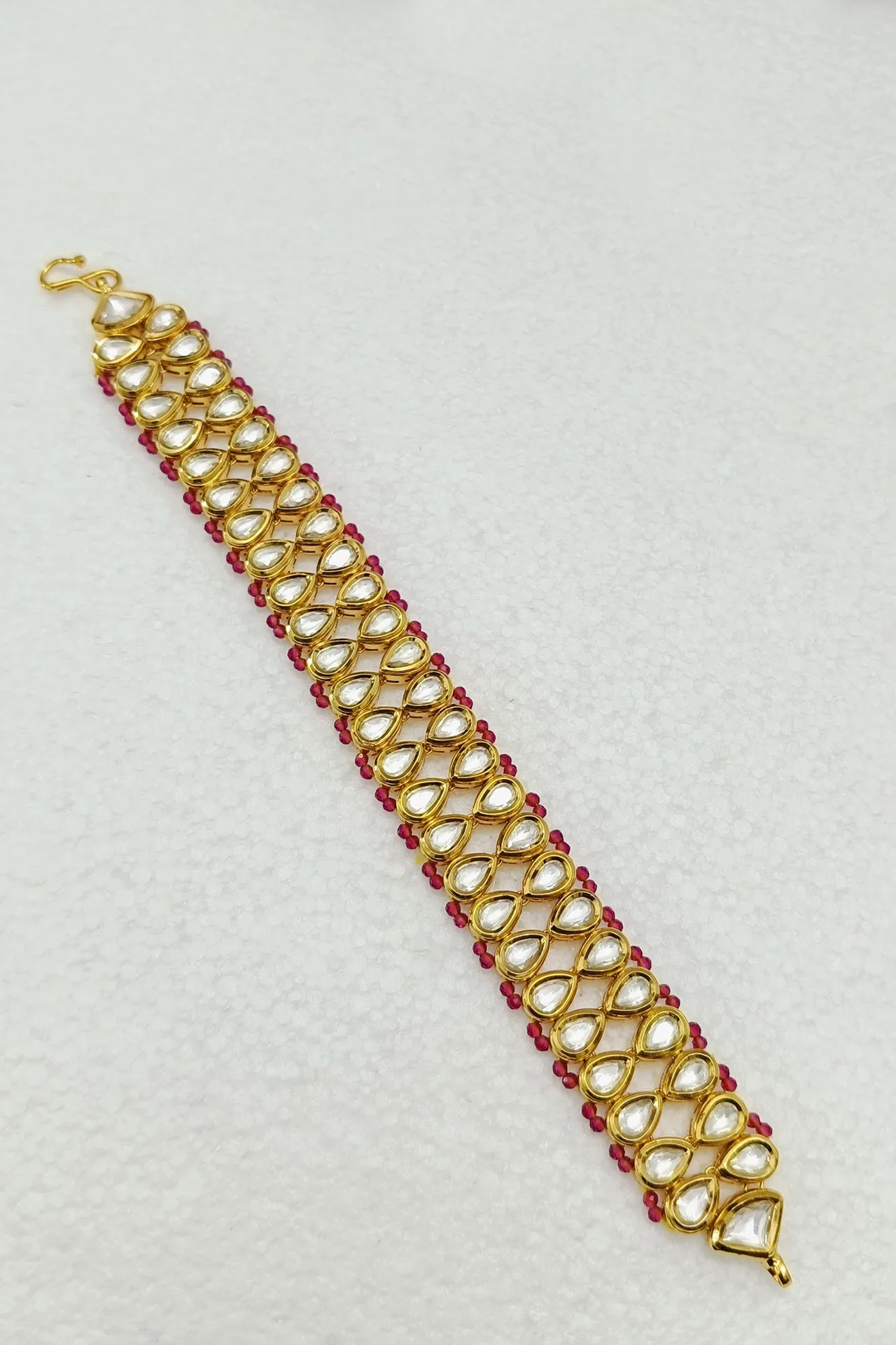 Designer Gold Plated Royal Kundan Openable Bracelet (D202)