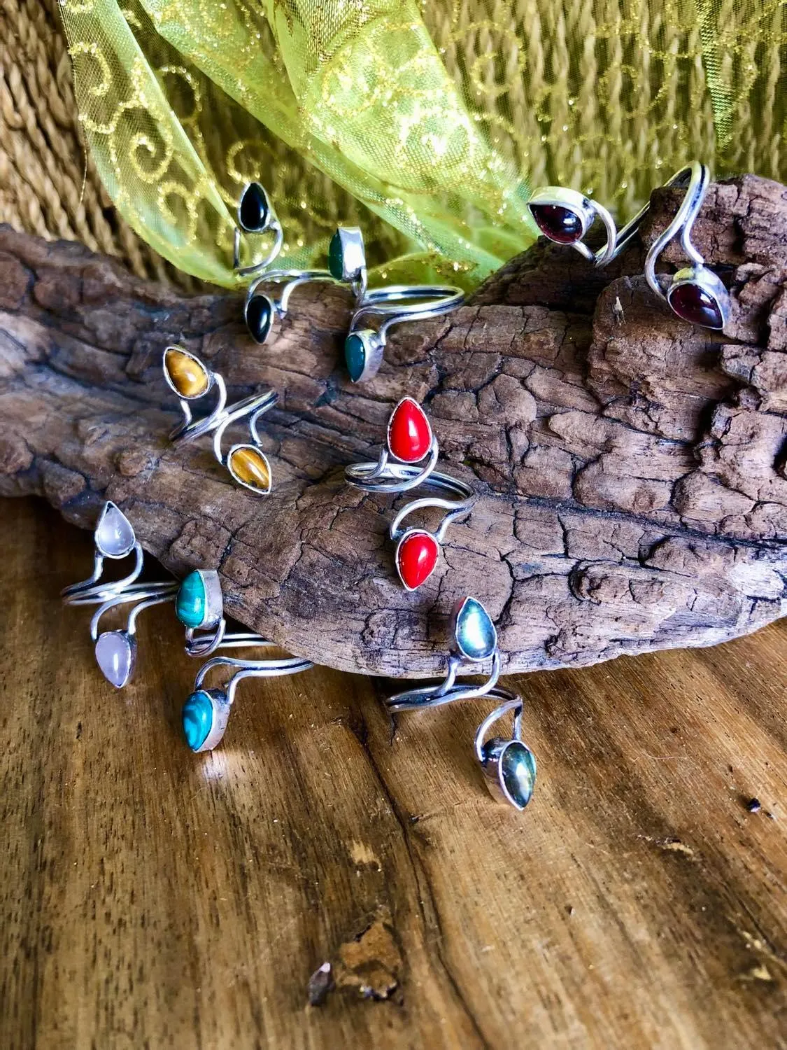 Double Stone Twist Ring