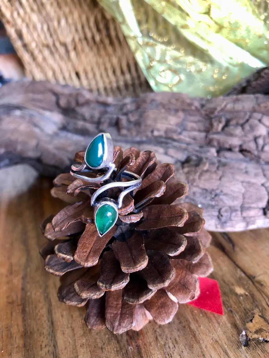 Double Stone Twist Ring