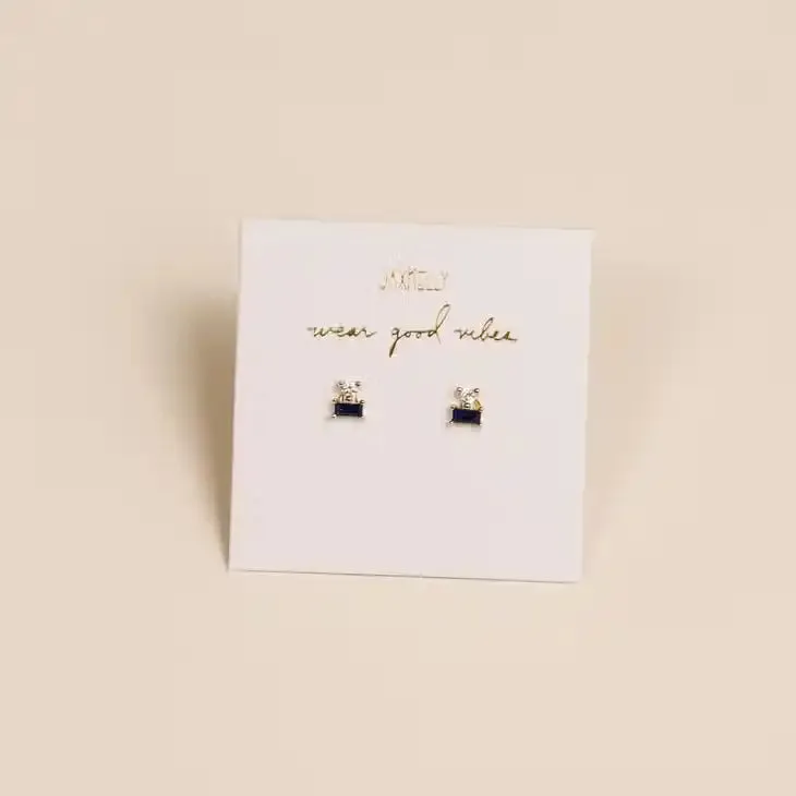 Double Stud Stack Sapphire Earrings