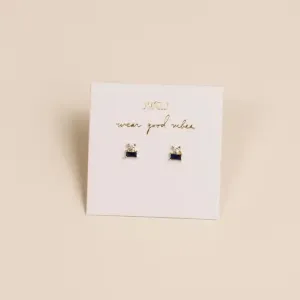 Double Stud Stack Sapphire Earrings