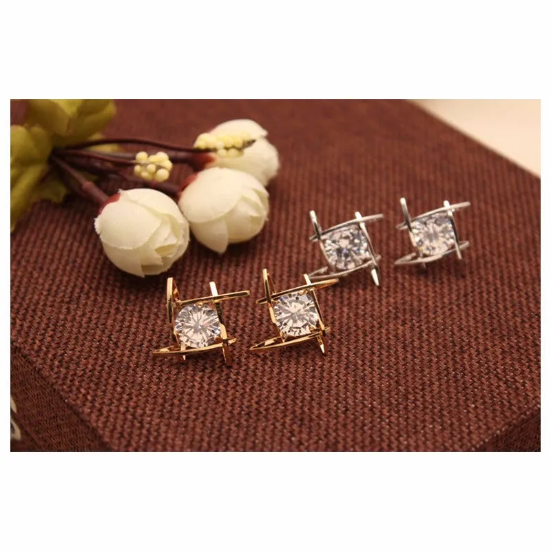 Elegant Black Rhinestone Crystals Square Earring