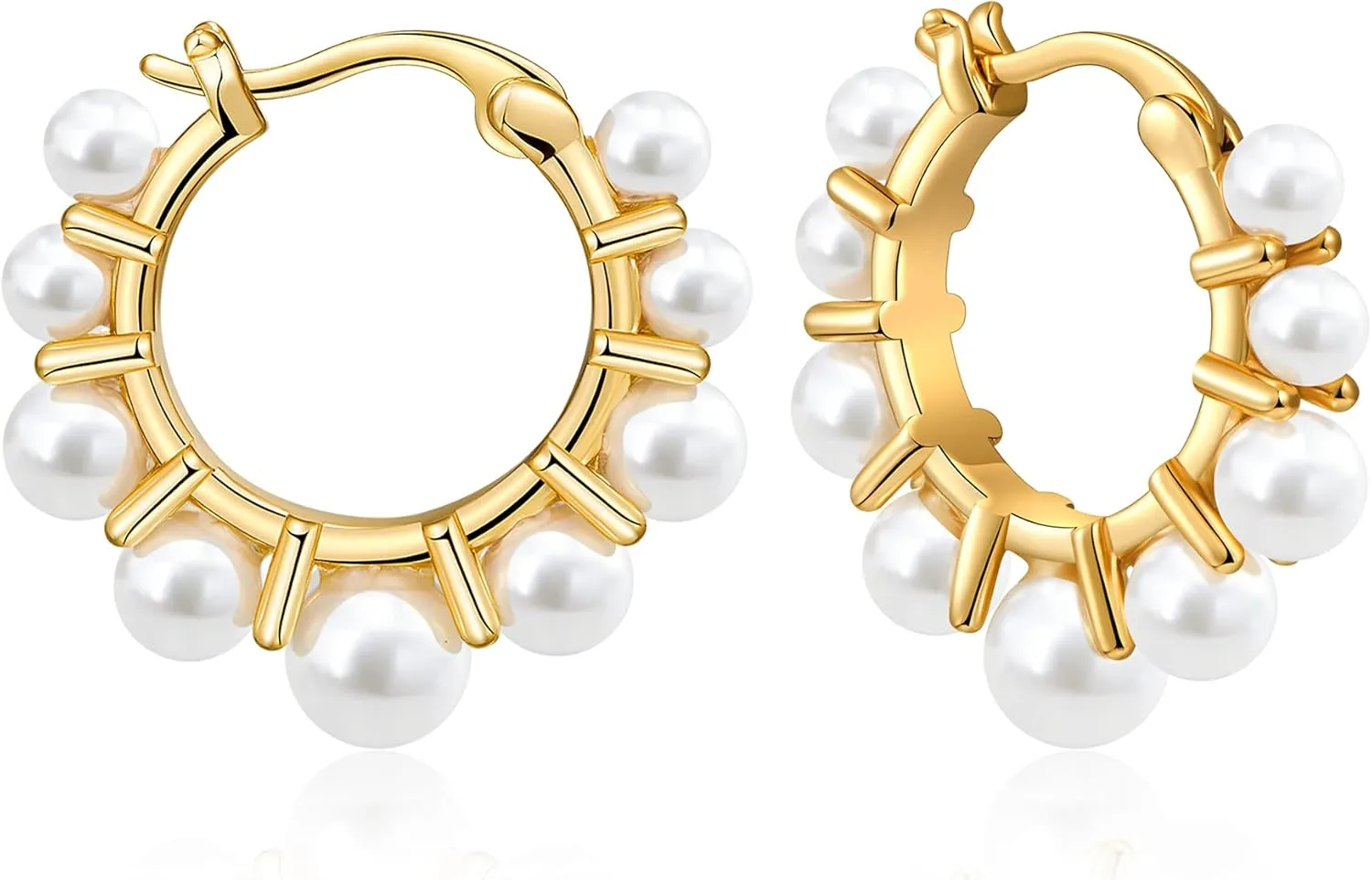 FAMARINE Pearl Hoop Earrings for Women