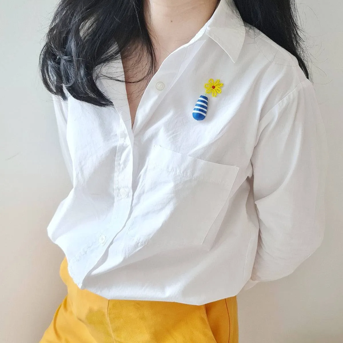Gerbera Yellow Brooch
