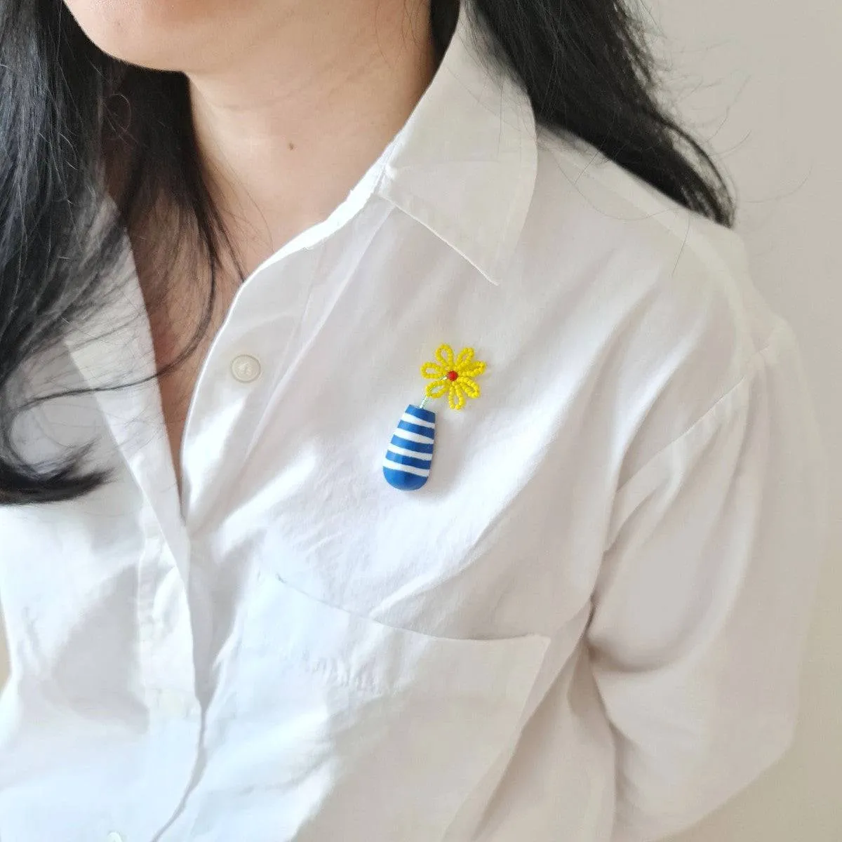 Gerbera Yellow Brooch