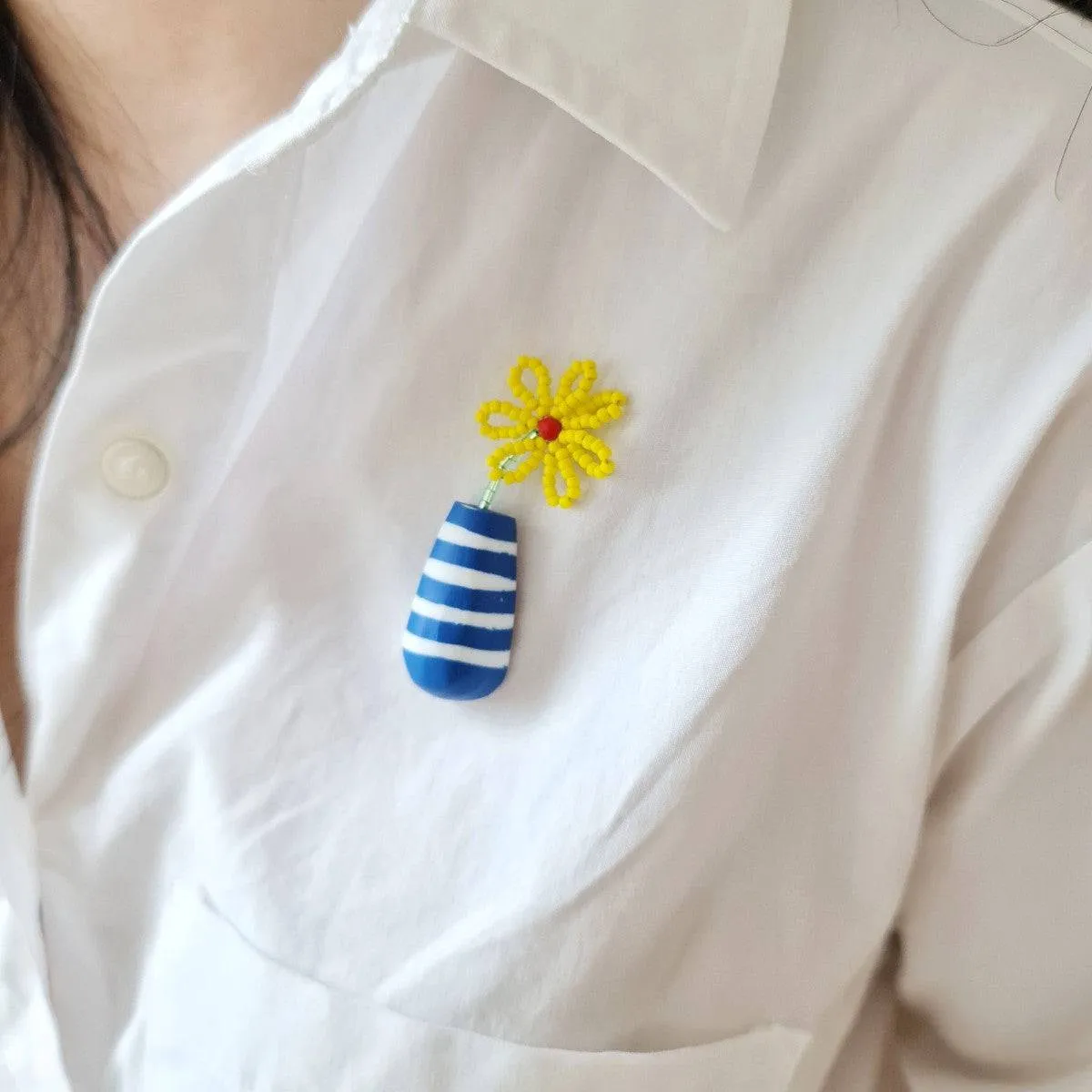 Gerbera Yellow Brooch