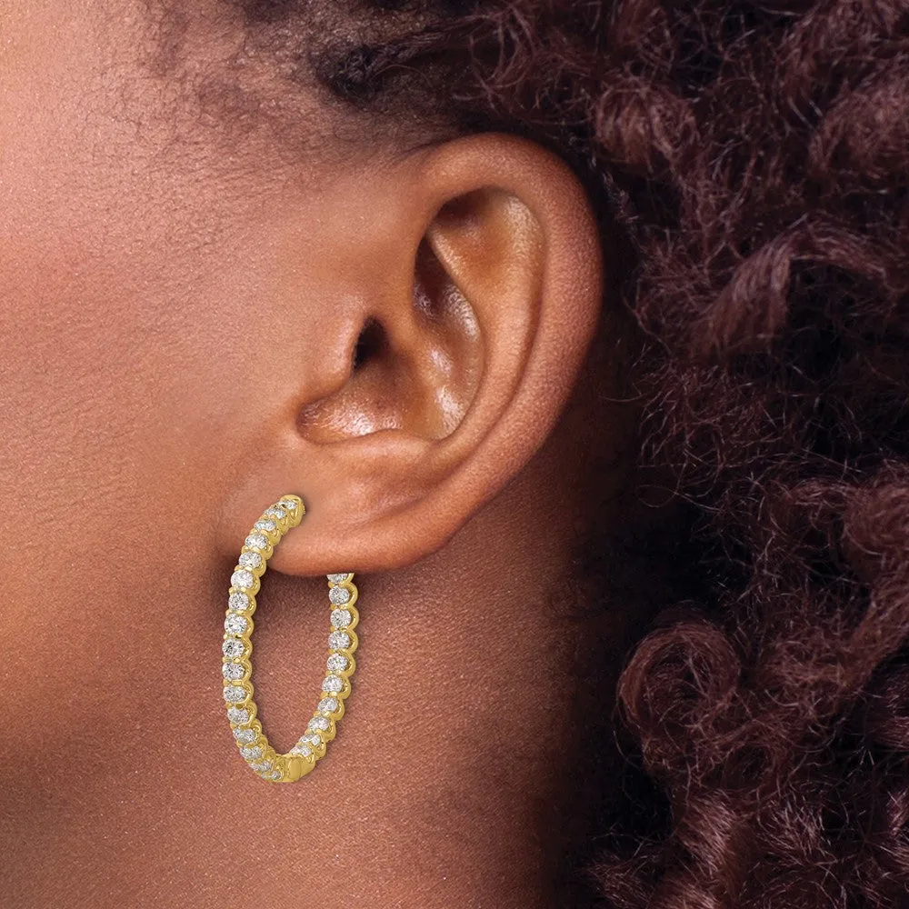 Gold 3.1ct 52-2.5mm In/Out Oval Hoop with Safety Clasp Diamond Earrings - Model XE3266AA