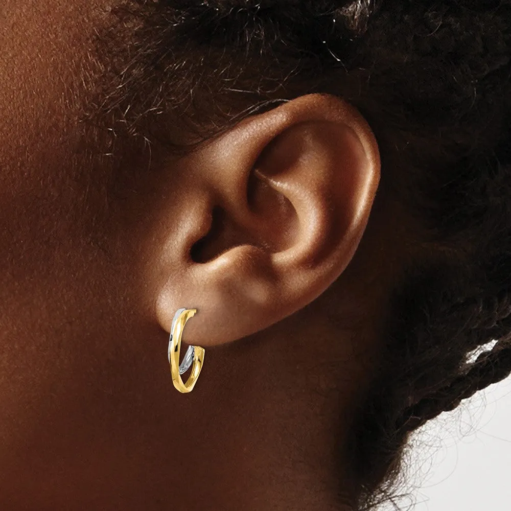 Gold Diamond Cut J-Hoop Earrings - Model YE1919