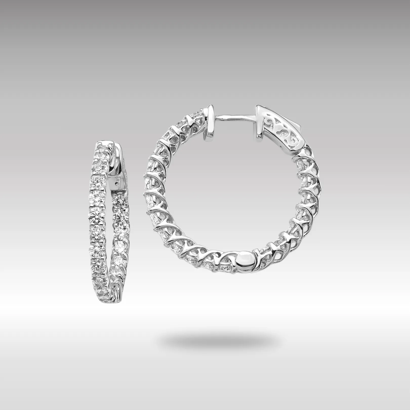 Gold Lab Grown Dia. VS/SI FGH Round Hoop with Safety Clasp Earrings - Model XE2009WLG
