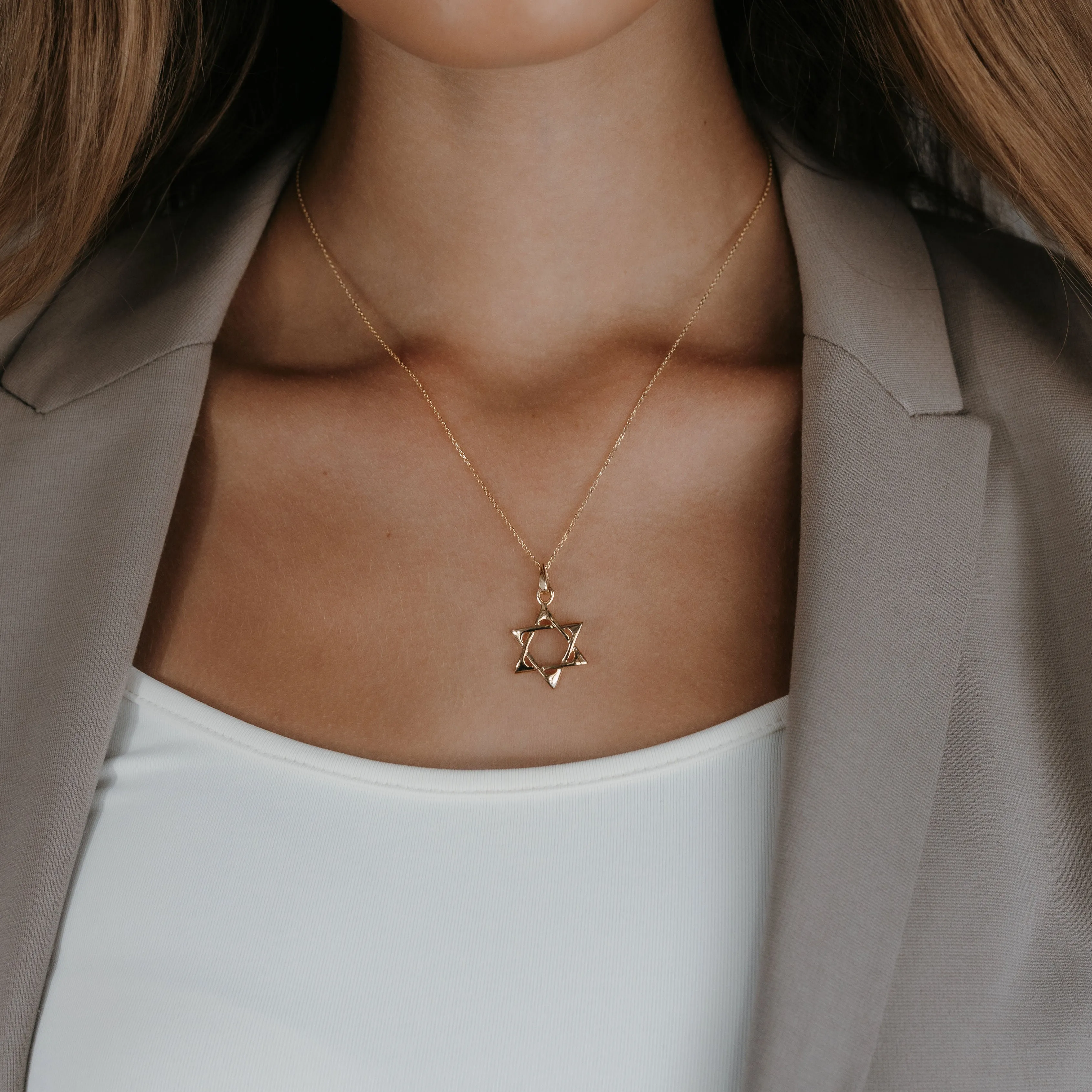Gold Star of David Pendant