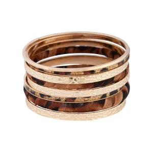 Gold Textured Leopard Fabric Bangle