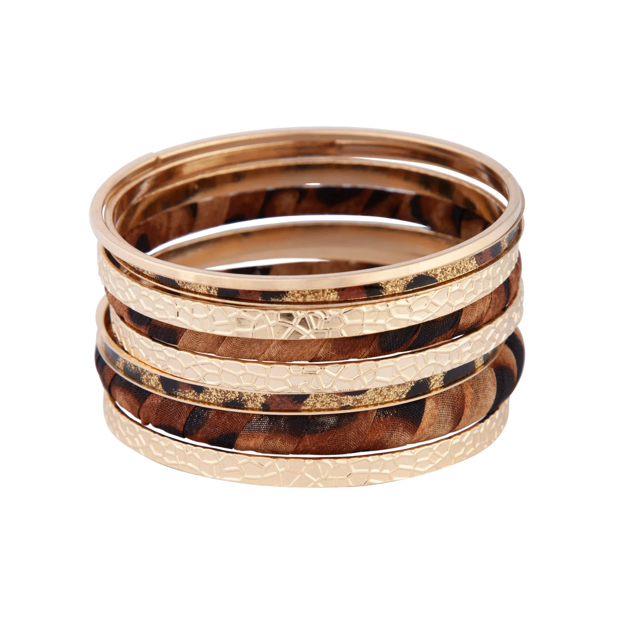 Gold Textured Leopard Fabric Bangle