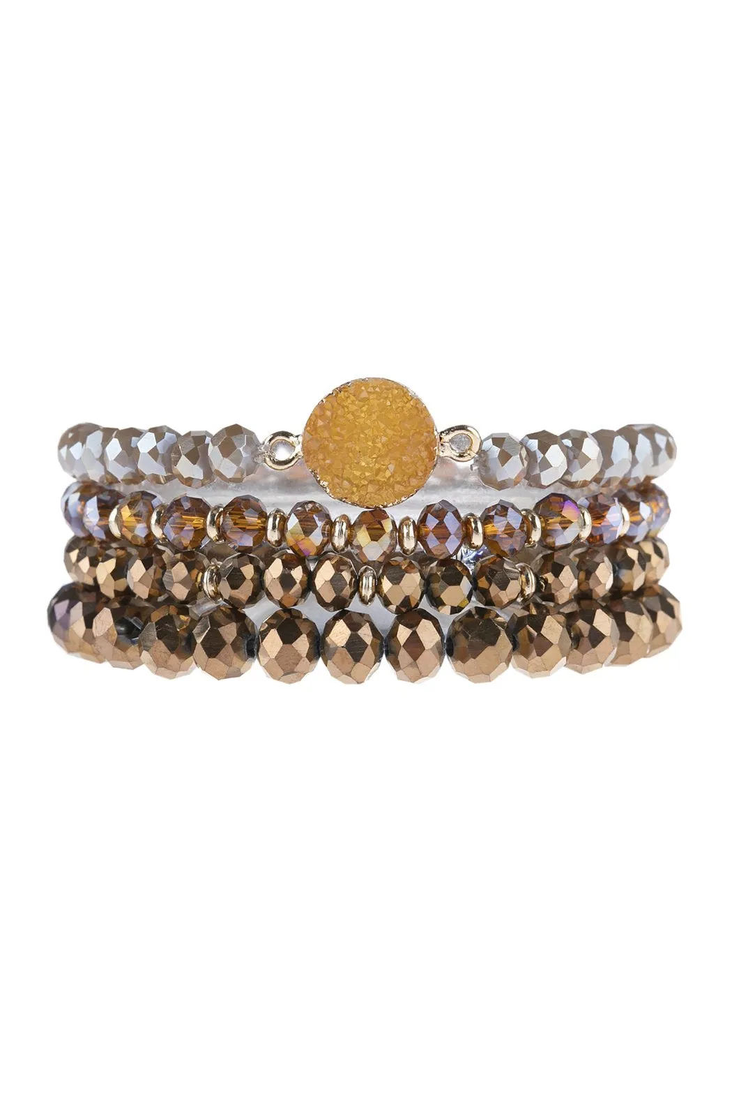 Hdb3043 - Faceted Druzy Charm Multiline Beaded Bracelet