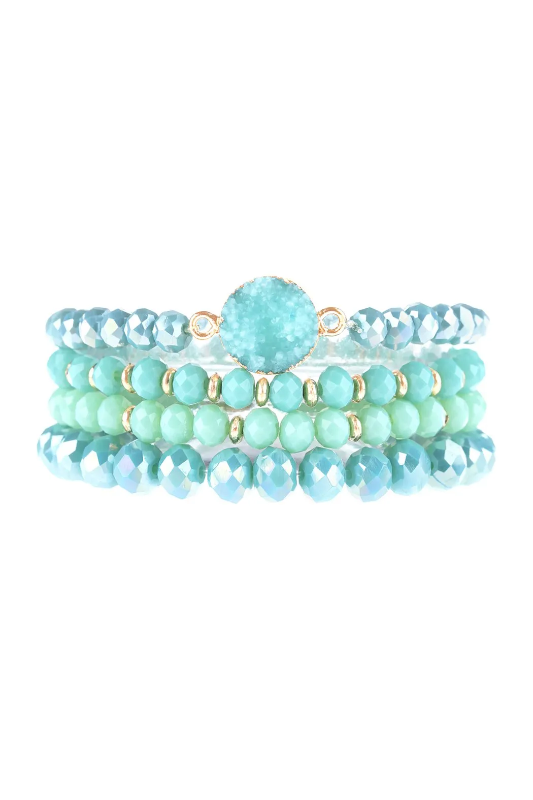 Hdb3043 - Faceted Druzy Charm Multiline Beaded Bracelet