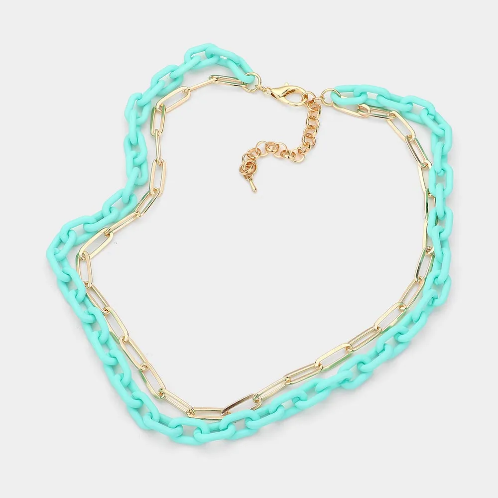 iLLASPARKZ Colored Chain Paper Clip Metal Chain Layered Necklace