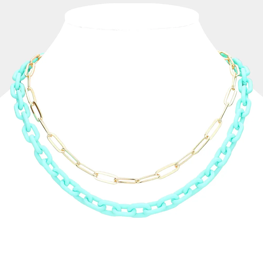 iLLASPARKZ Colored Chain Paper Clip Metal Chain Layered Necklace