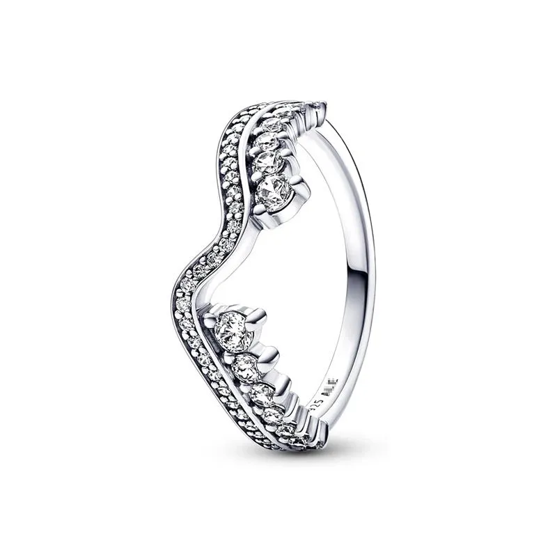 Luxurious Heart Shape Sterling Silver Plating Inlay Zircon Rings