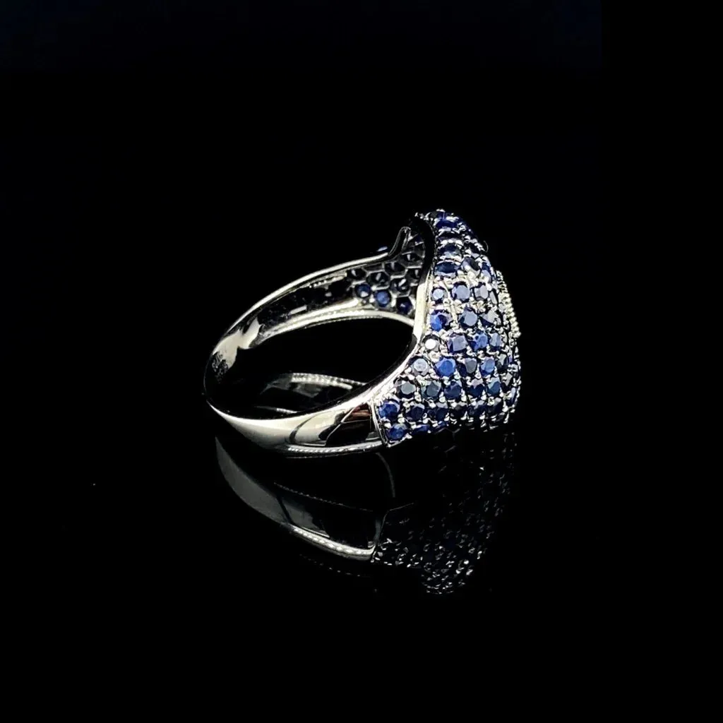 PREORDER | Blue Sapphire Gemstones Paved Diamond Ring 14kt