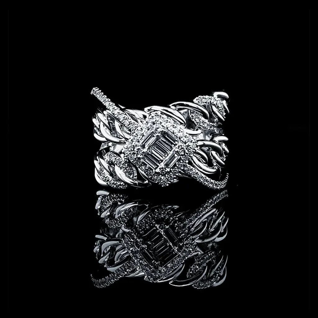 PREORDER | Crossover Square Chain Diamond Ring 14kt