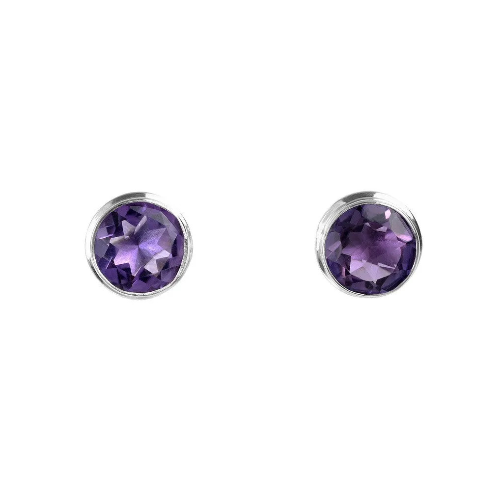 Round Amethyst Studs