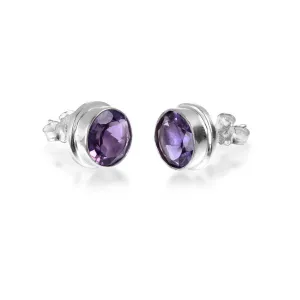 Round Amethyst Studs