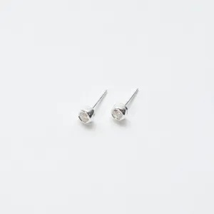 Round Silver Cubic Zirconia Studs