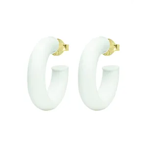 Sheila Fajl Thick Small Chantal Hoop Earrings in Painted White