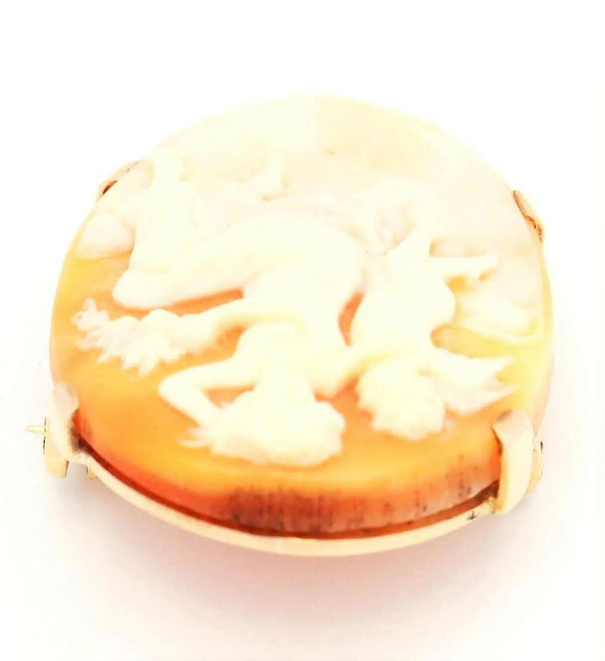 Shell Cameo 9ct Yellow Gold Vintage Brooch