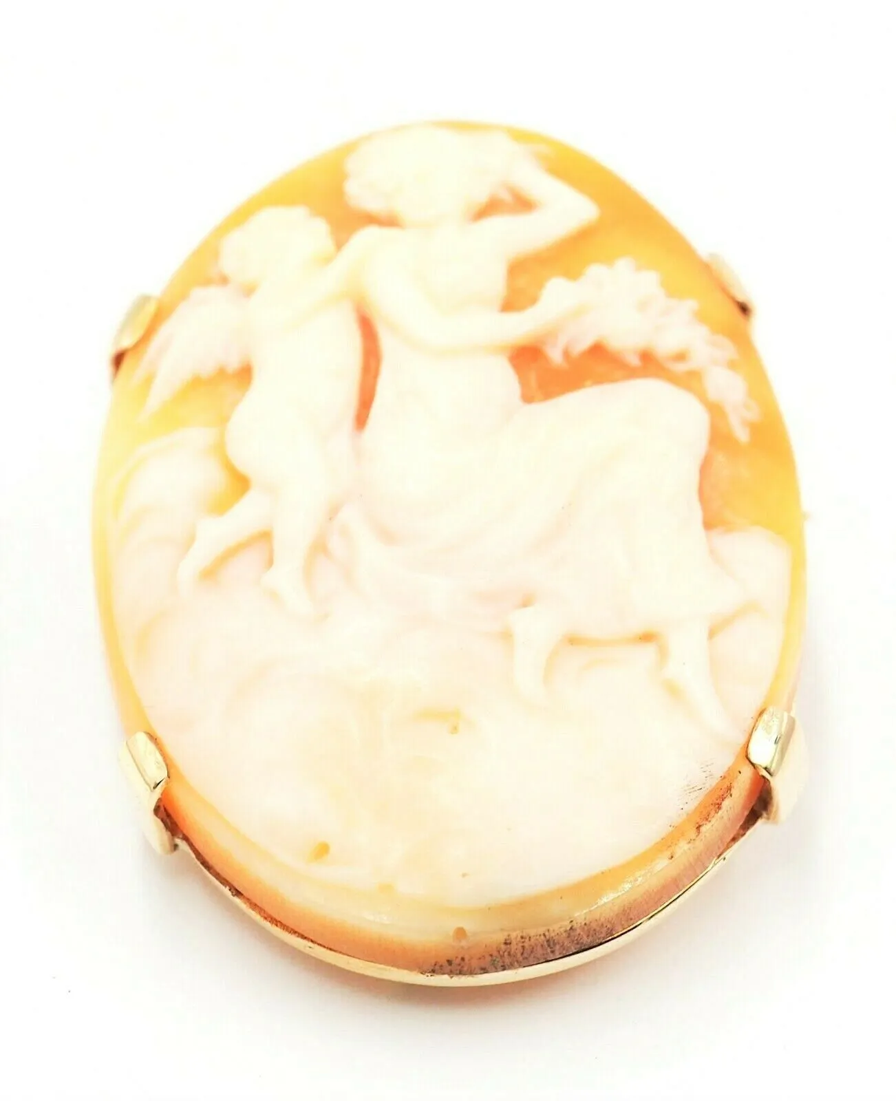 Shell Cameo 9ct Yellow Gold Vintage Brooch