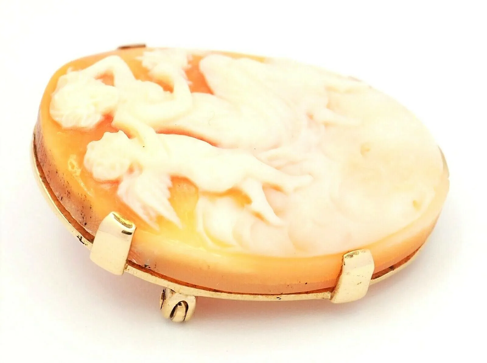 Shell Cameo 9ct Yellow Gold Vintage Brooch