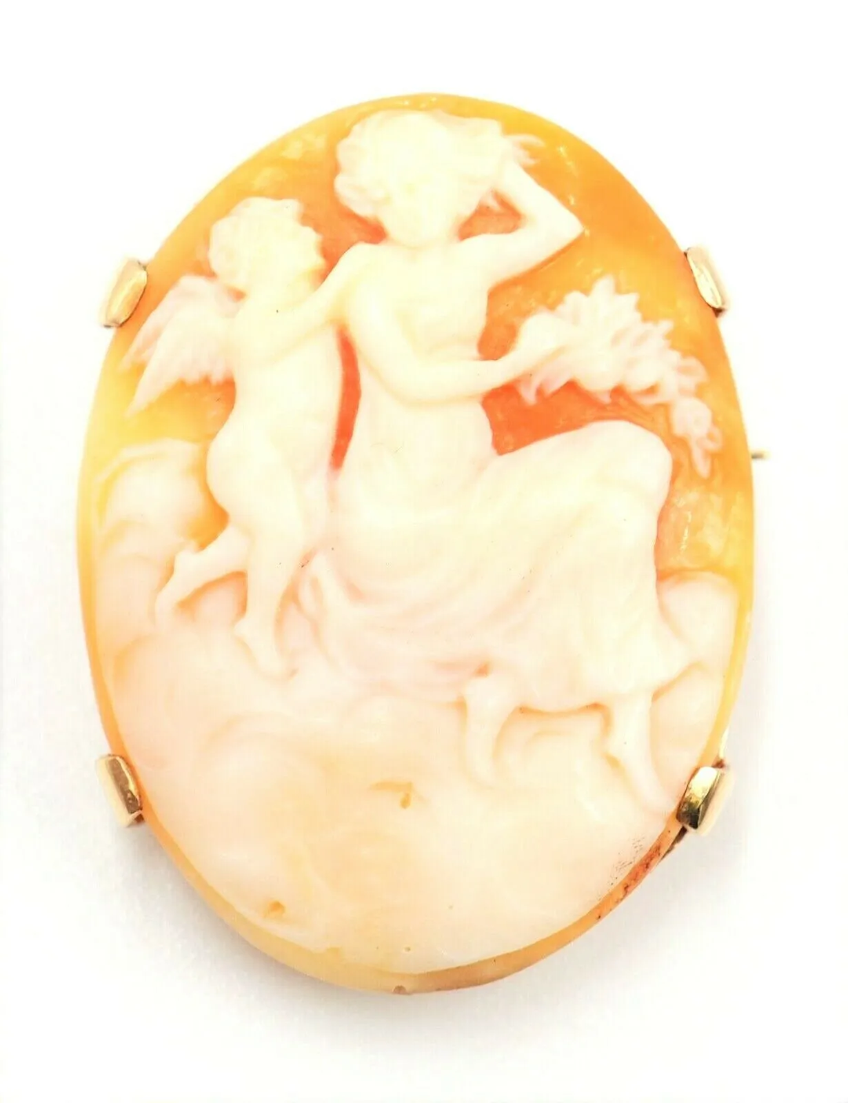 Shell Cameo 9ct Yellow Gold Vintage Brooch