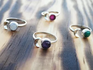 silver ring-  earth moon