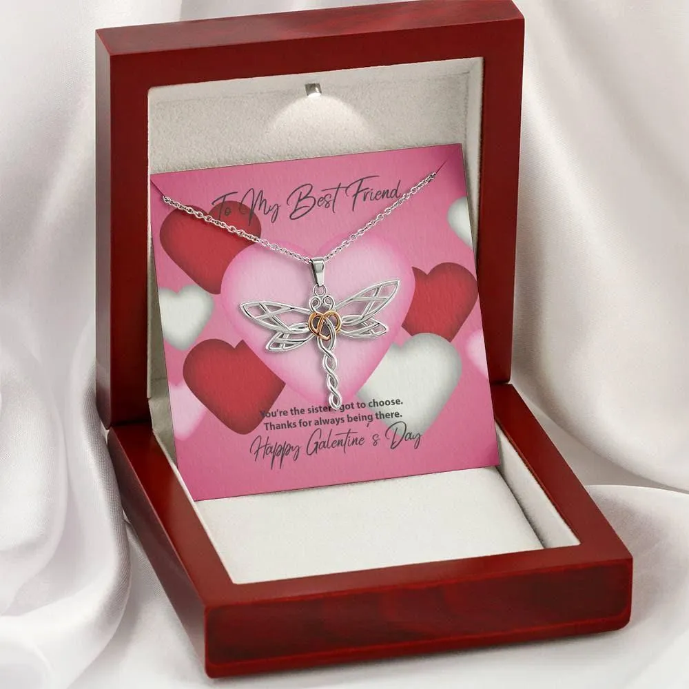 To My Best Friend Galentine's Day Dragonfly Necklace