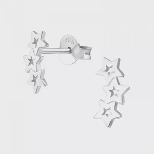 Triple Stars Silver Stud Earrings