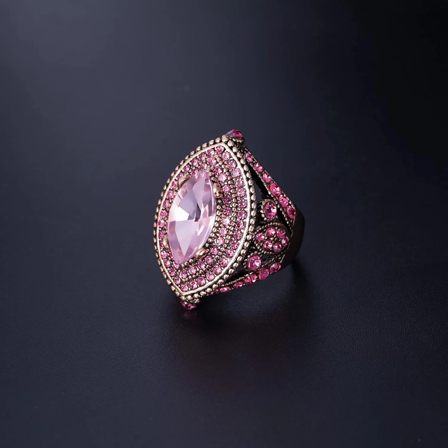 Women Ring - 32mm Turkish Style Pink Gemstone Vintage Ring Women Jewelry J0769PINK