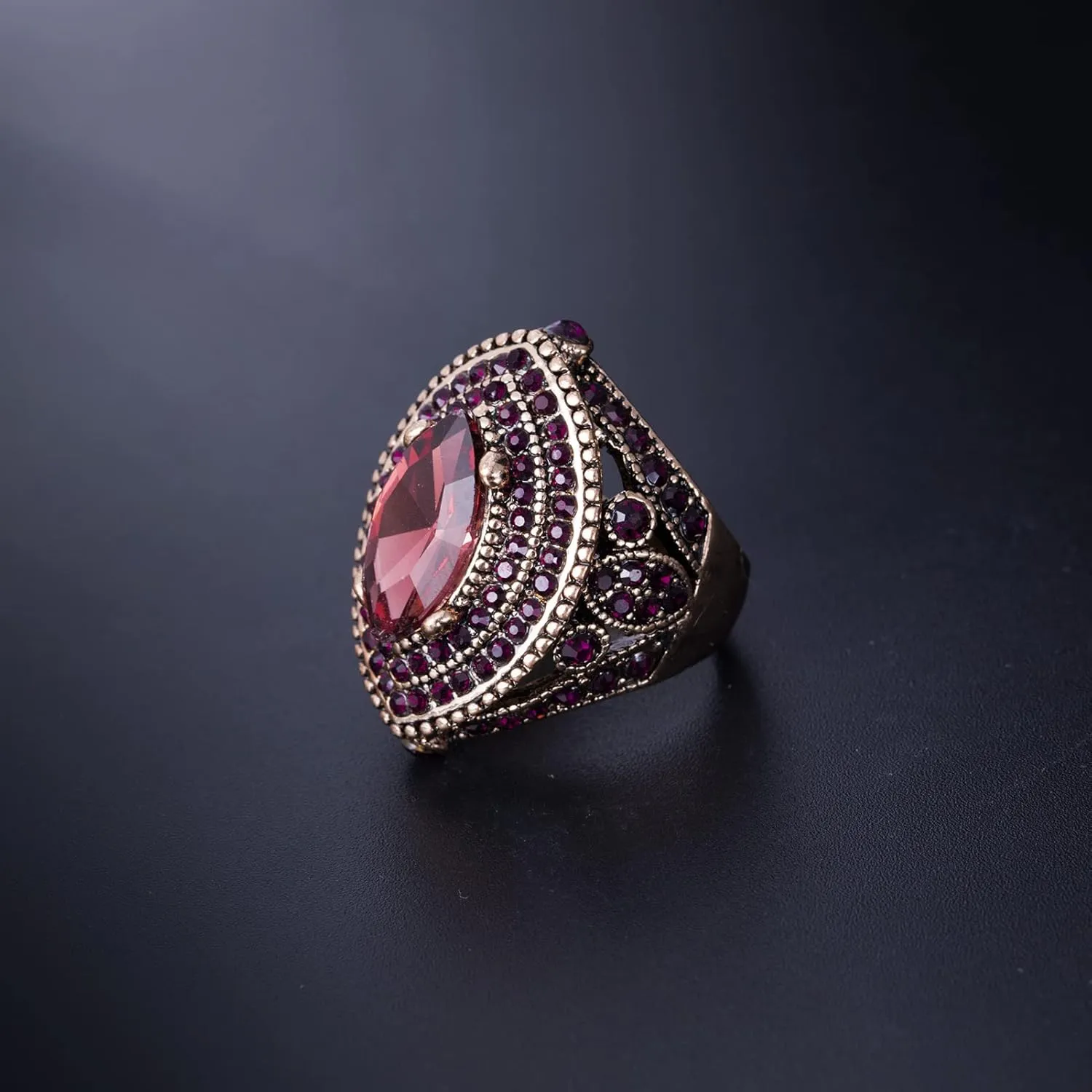 Women Ring - 32mm Turkish Style Purple Gemstone Vintage Ring Women Jewelry J0769PURPLE
