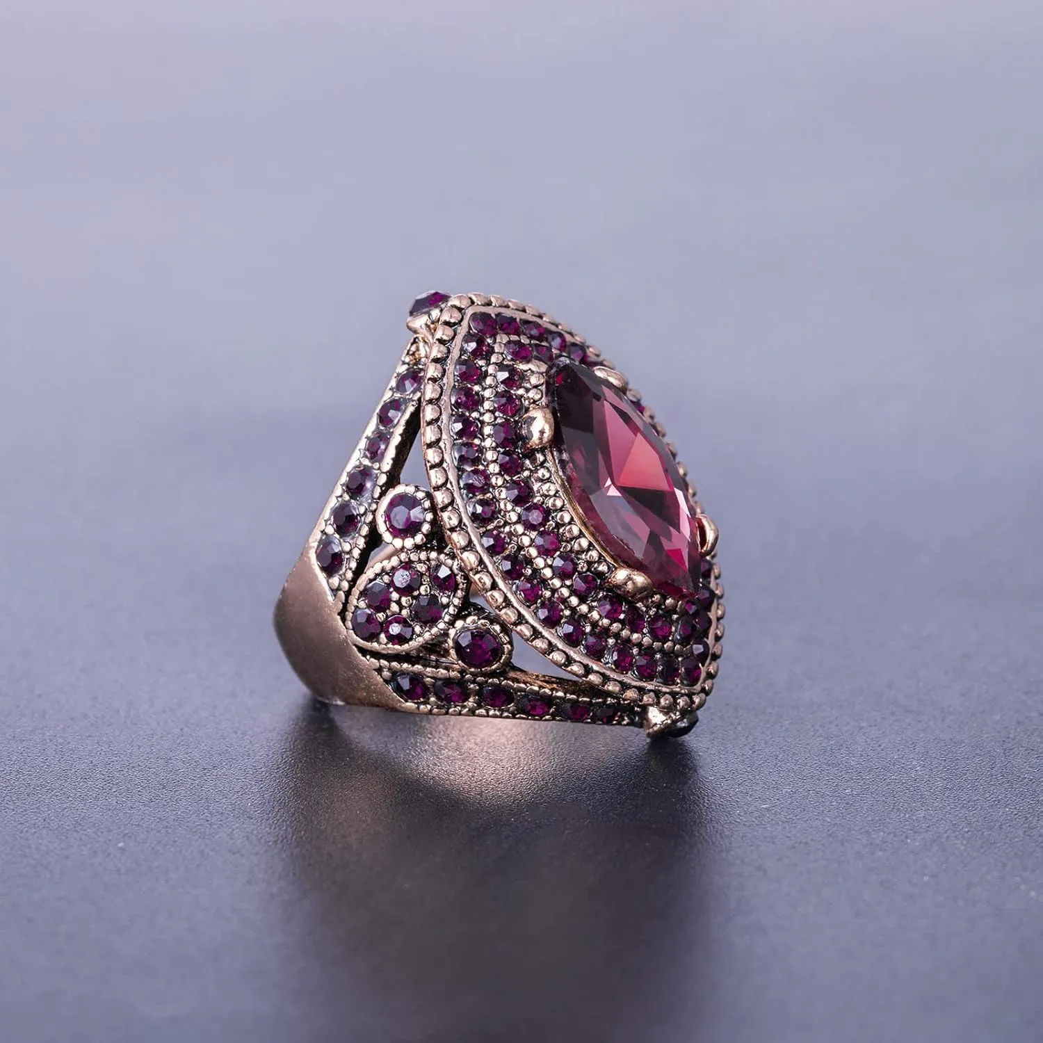 Women Ring - 32mm Turkish Style Purple Gemstone Vintage Ring Women Jewelry J0769PURPLE